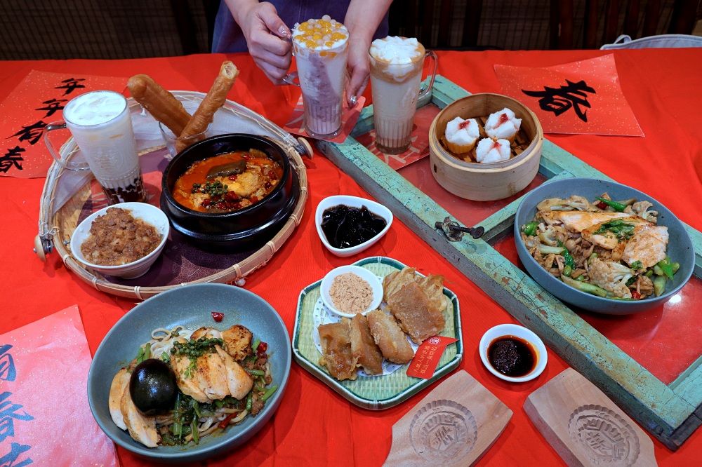 有春茶館大墩店｜古早台味華麗變身，夏限定芒果冰加班蘭凍好吃