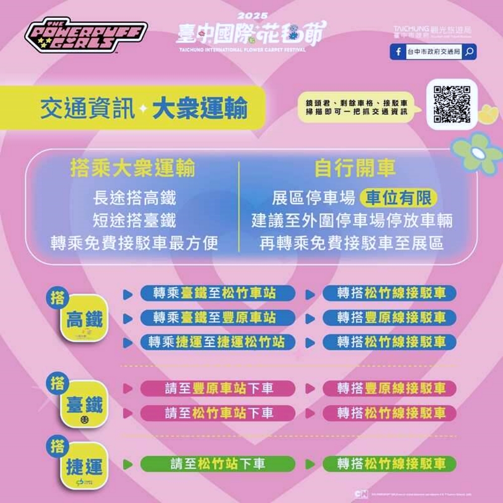 2025台中花毯節｜飛天小女警登場！新社花海盛放、免費接駁車與交通停車全攻略